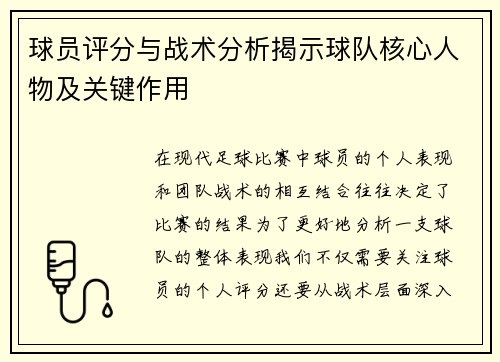 球员评分与战术分析揭示球队核心人物及关键作用