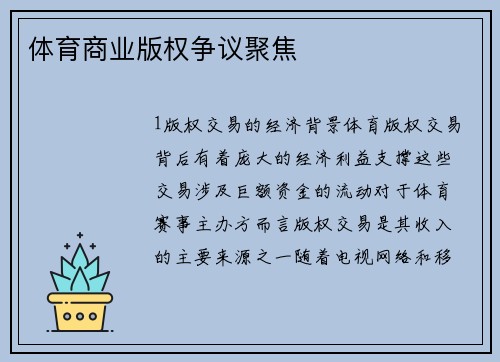 体育商业版权争议聚焦